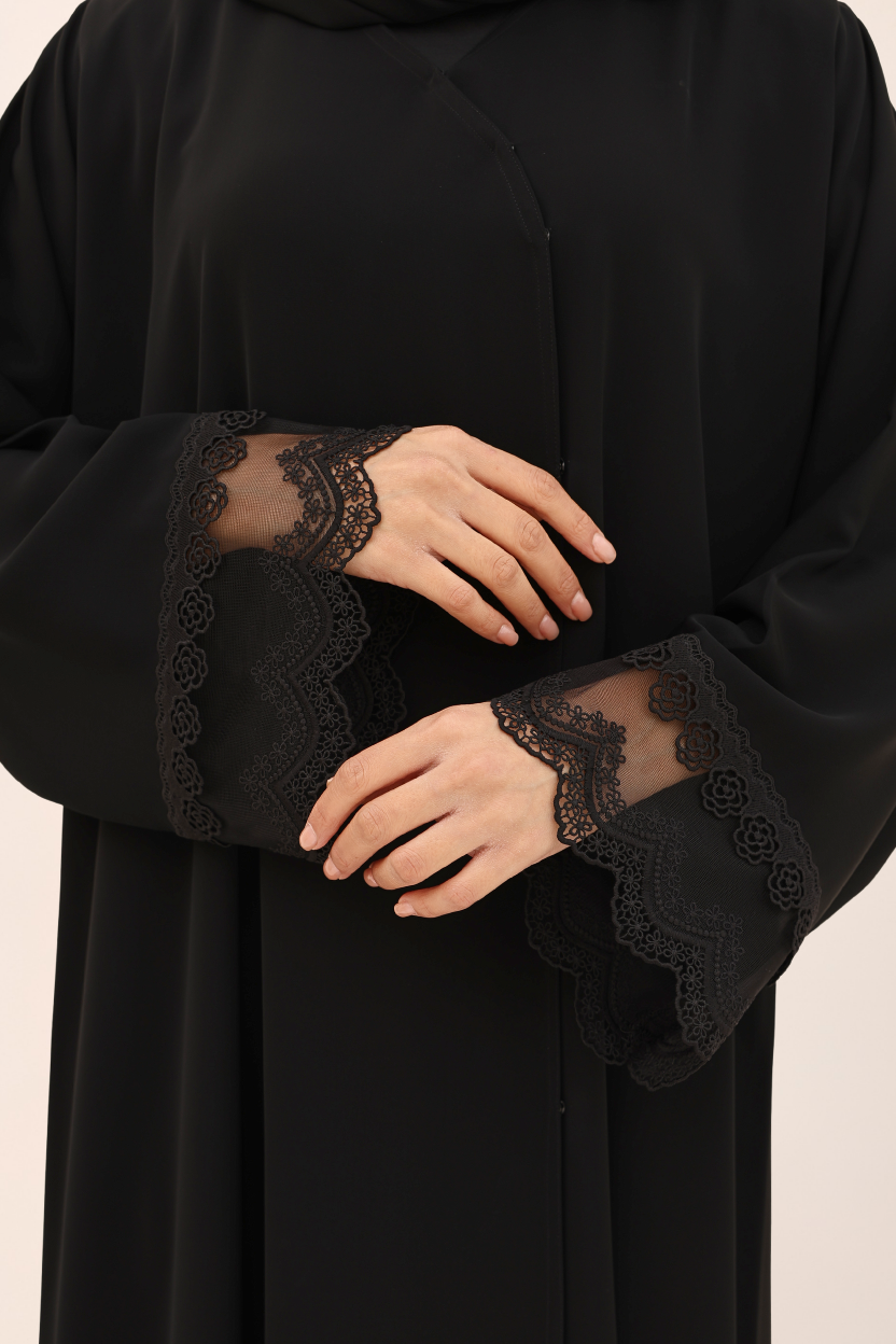Black Lace Abaya