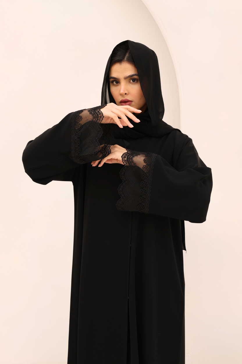 Black Lace Abaya
