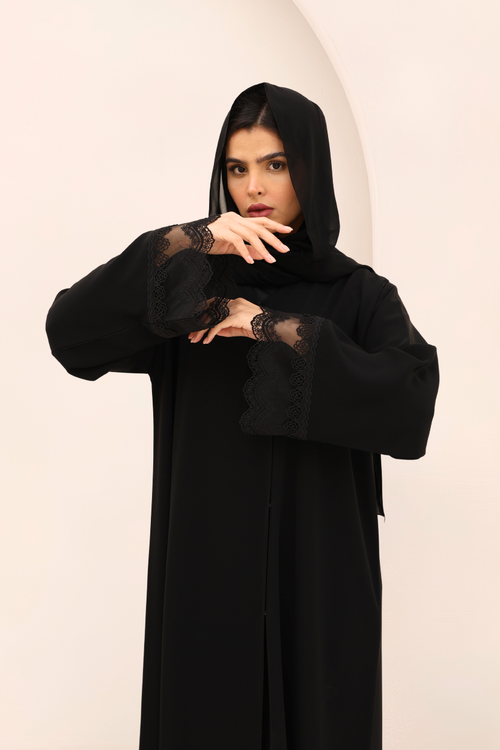 Black Lace Abaya