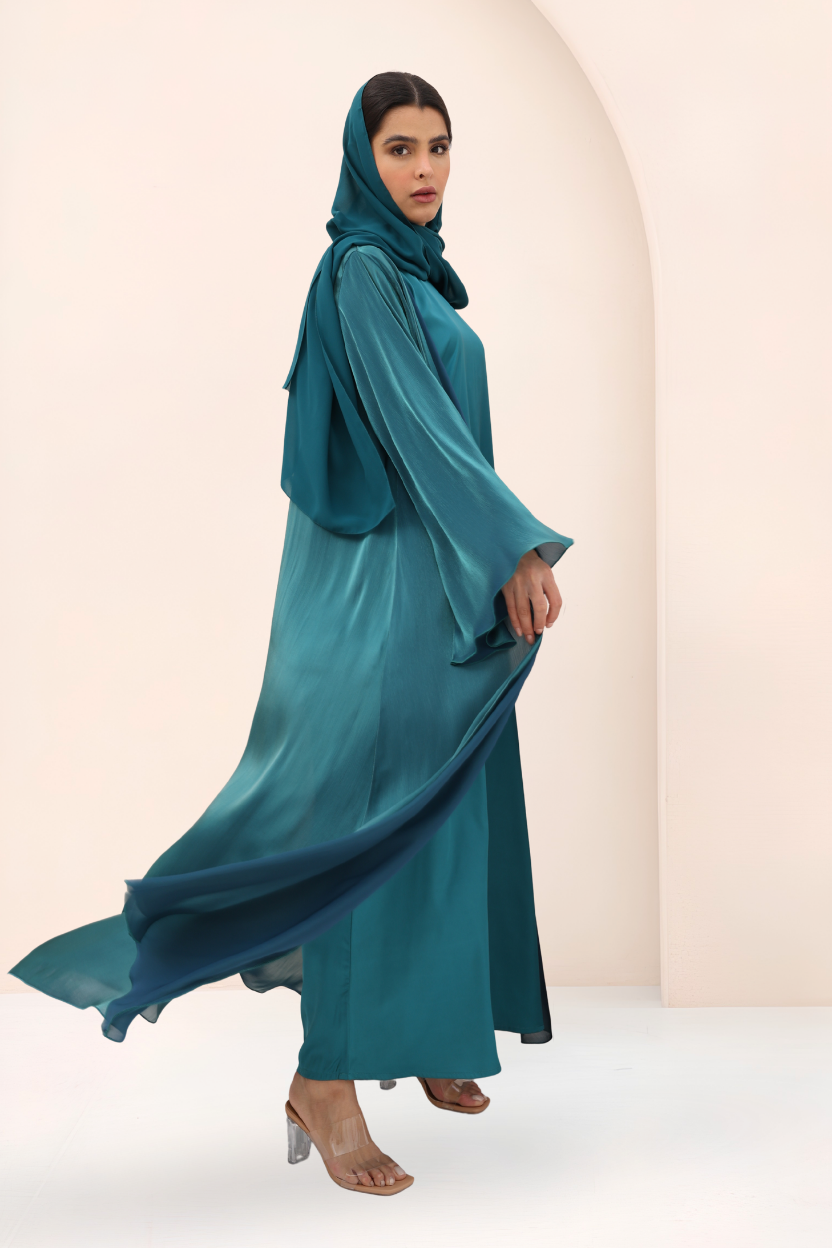 Teal Glow Organza