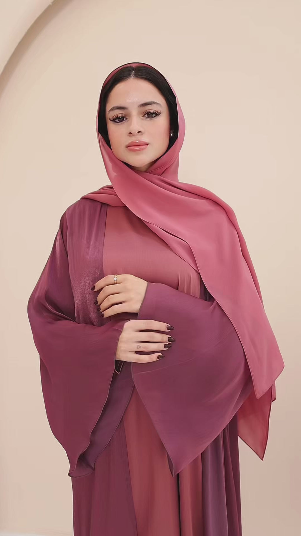 Mauve Mist Luxe Organza Abaya set