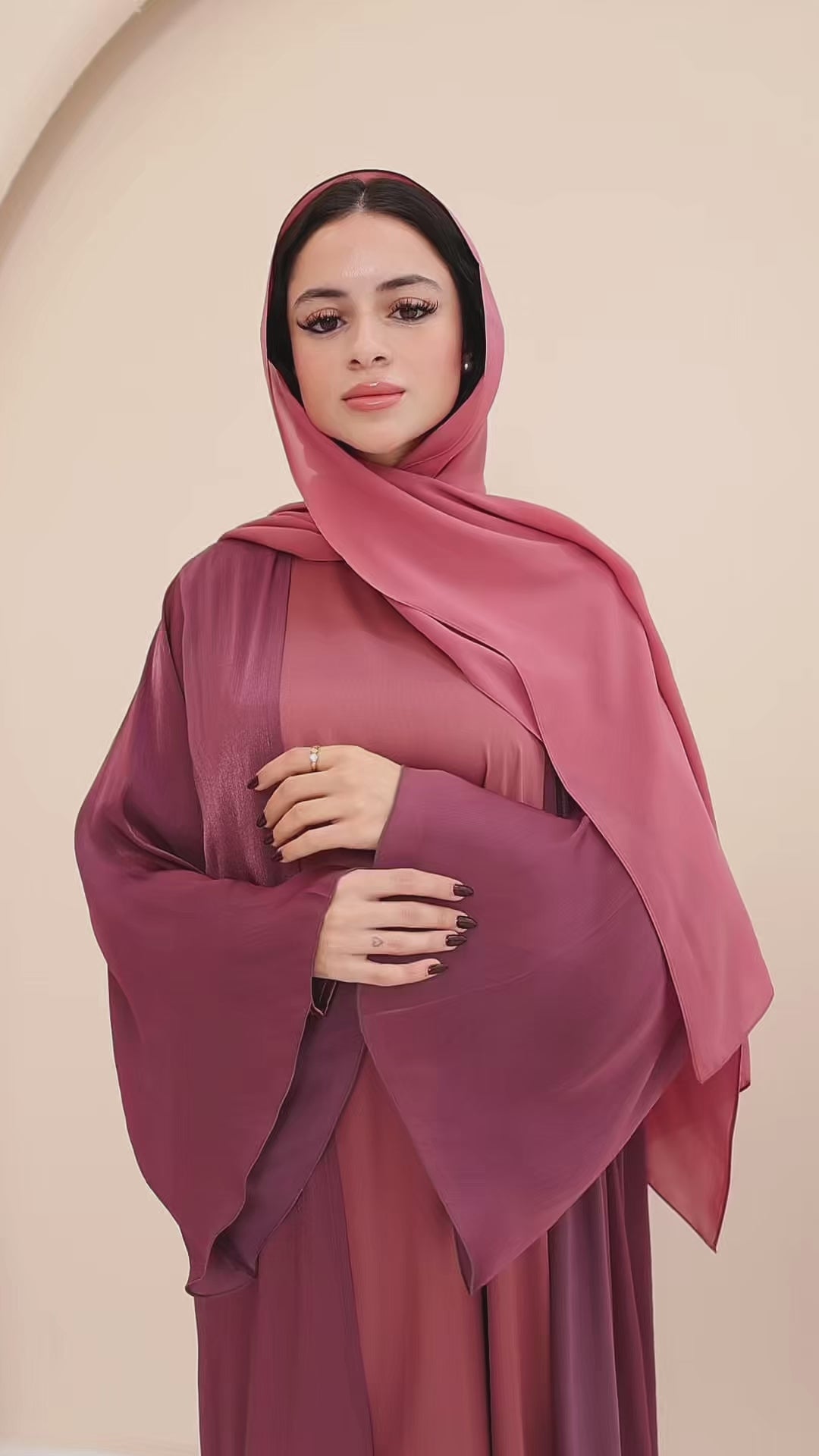 Mauve Mist Luxe Organza Abaya set