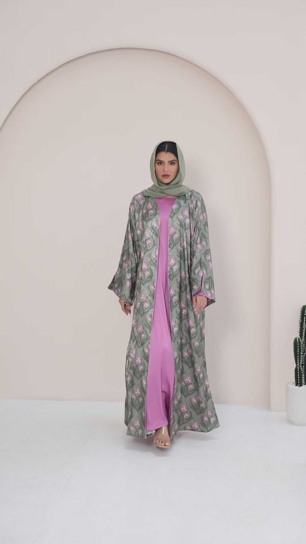 Wild Sepia Silk Printed Abaya set