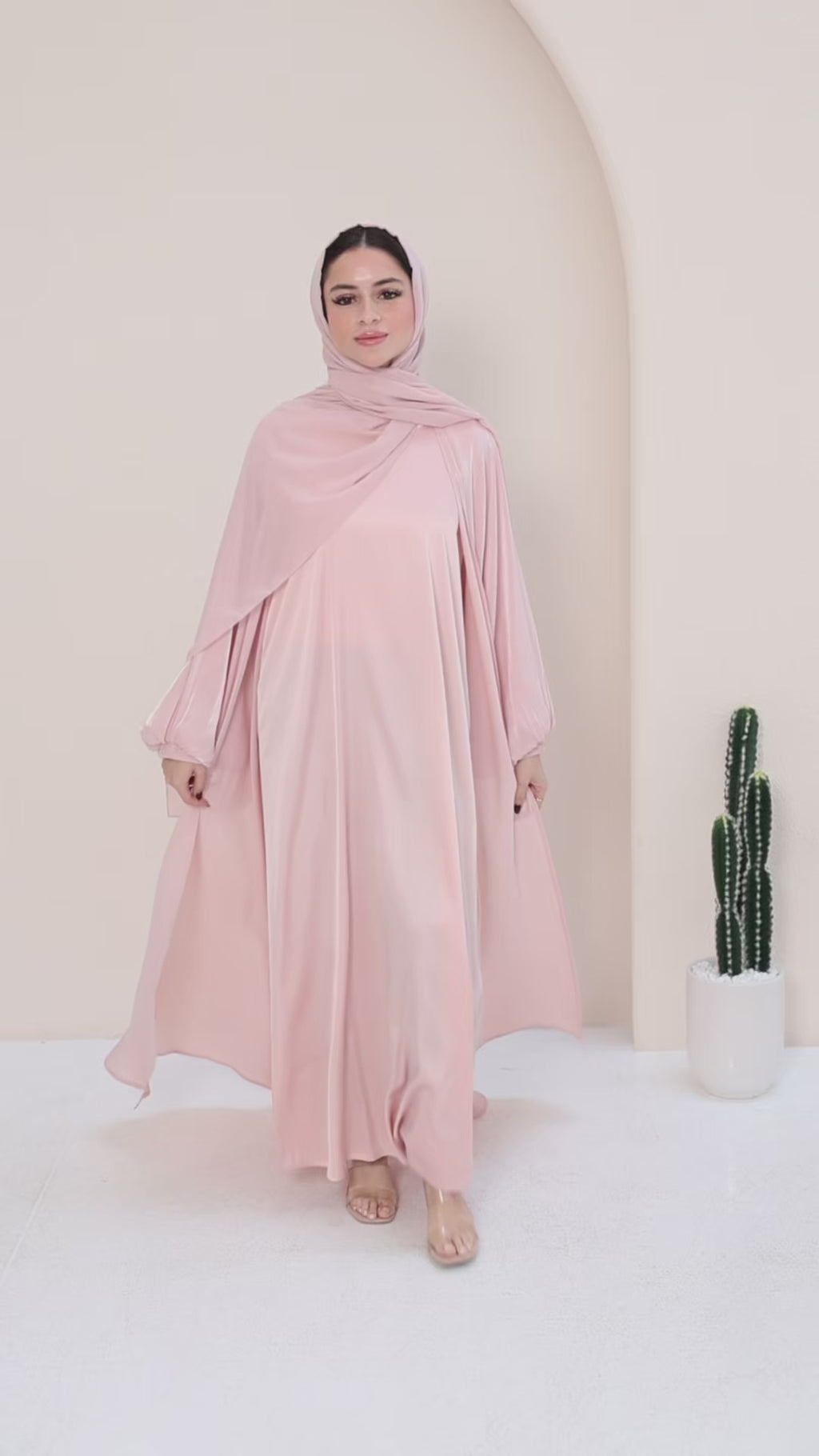 Soft Rose Luxe Organza Abaya set
